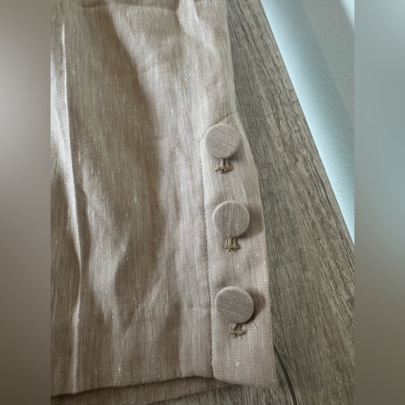 J Jill Linen Blend Cropped Pants Khaki Button Ankle Detail Side Zip NWT XL - Picture 5 of 10